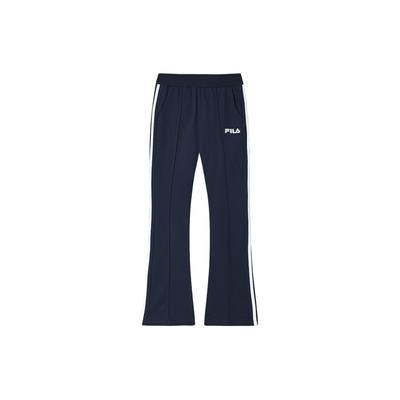 Color Block Letter Print Vintage Flared Casual Knit Sports Pants Women Bottoms Deep-Navy F11W419604F-NV