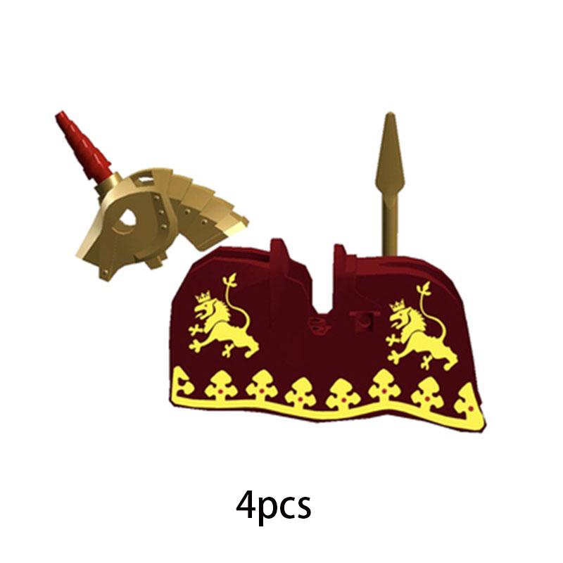 MOC Medieval Military Series Castle Roman Knight Horse Saddle Soldiers War Horses Building Block Accessories Kids Education