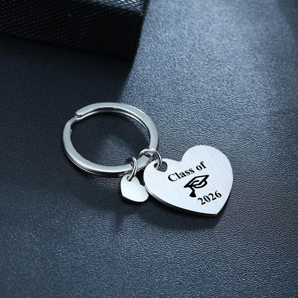 2026 Graduation Gifts Keychain Rectangle ID Tag Keychain Stainless Steel Key Ring for Women Men Collar Accessories Gift