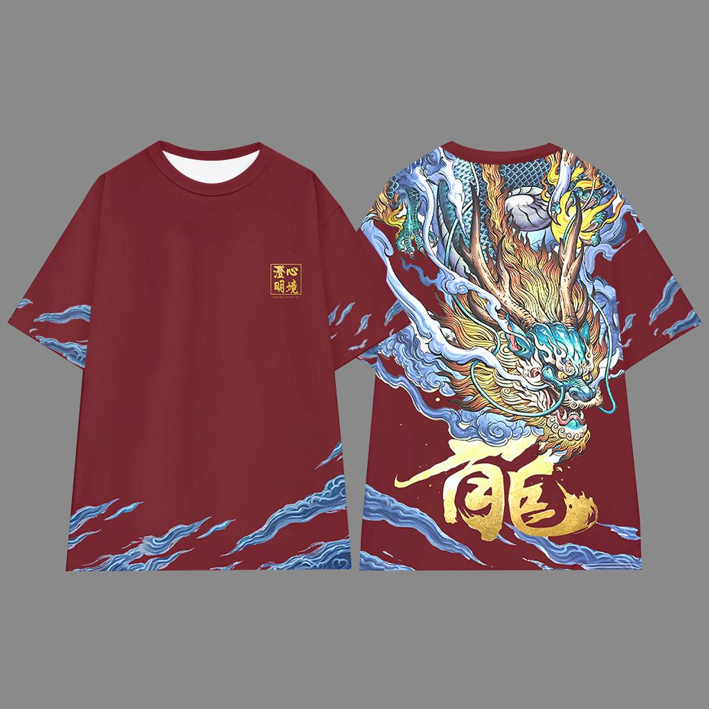 New Fashion Men's T-Shirt 3d Dragon Print Oversized T-Shirt For Men Street Trend Man Clothing Loose Casual Short Sleeve Top 2024