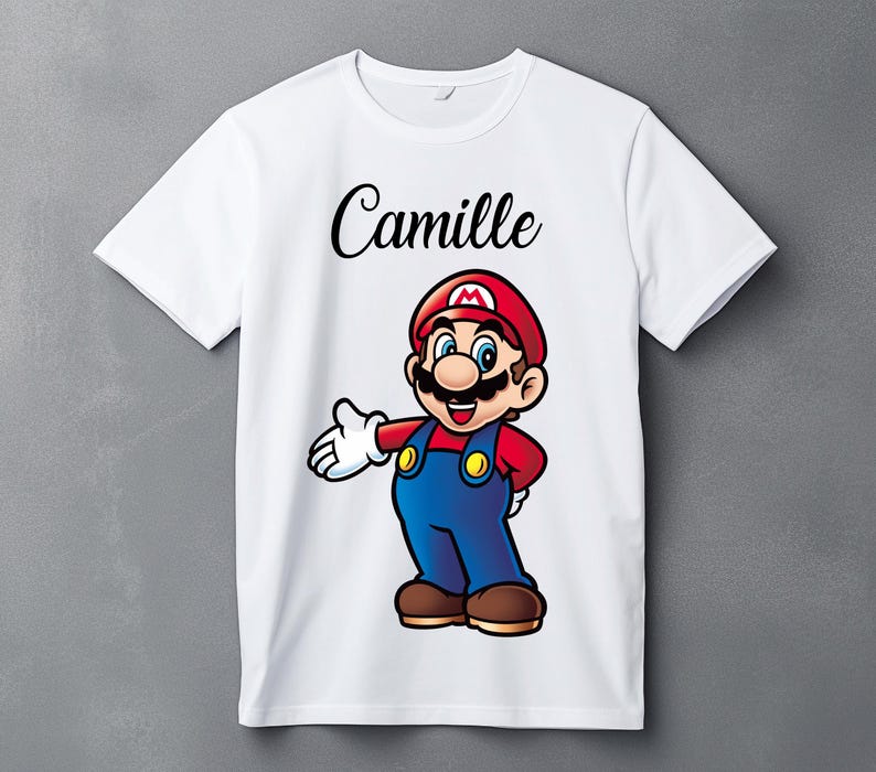 Personalized Mario Kids T-Shirt - Gift - Birthday 130