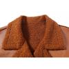 Winter mittellange samtverdickte Anzugkragen Reversible lose PU-Lederjacke für Damen