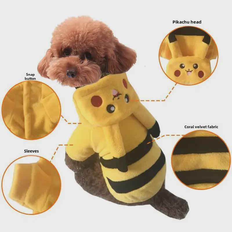 Universal Pikachu Pet Winter Outfit: Small Dog & Cat Warm Costume