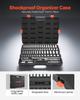 Socket Set, 76 Pieces, 9.5 Mm Drive Socket and Ratchet Set, SAE and Metric, Deep and Shallow, Mechanic Tool Kit with Accessories and Storage Case,