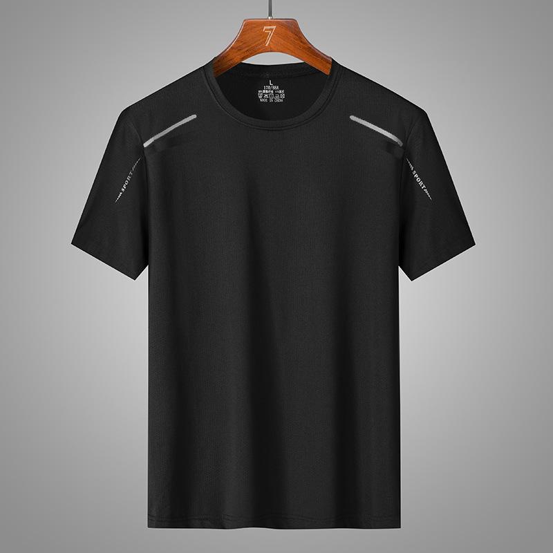 T-Shirt aus Eisseide, schnelltrocknend, kurzärmlig, atmungsaktives Mesh, Sommer-Rundhalsausschnitt, lockeres, schnelltrocknendes Hemd, kurzärmliges T-Shirt für Herren