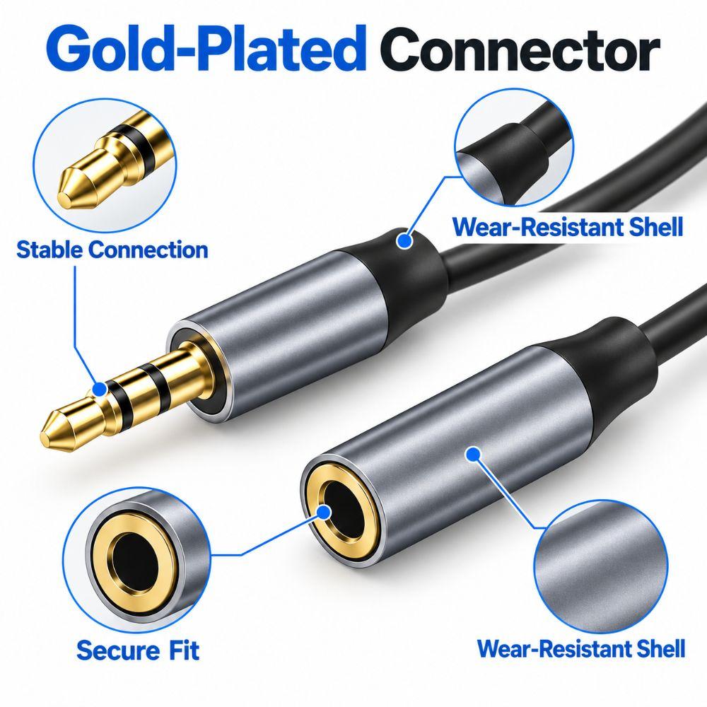 Male To Female 3.5mm Audio Extension Cable Stereo AUX Extension Cable  Headphone Listening