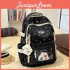 Korean Style Trendy Backpack For Teens With Star Print Design And Contrast Stitching For School Commute