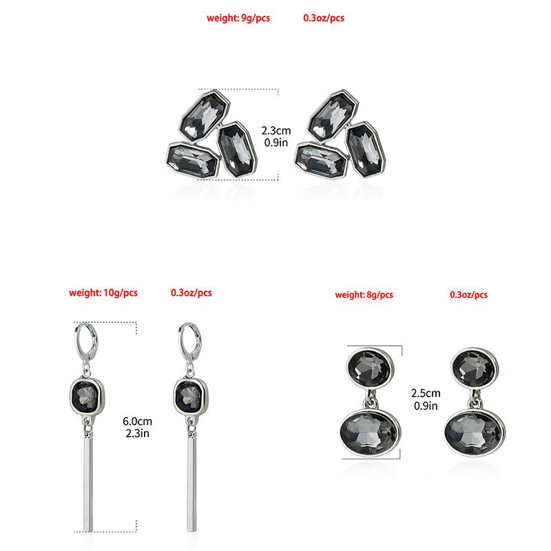 2026 Fashion Gray Crystal Charm Earrings for Women Y2K Creative Geometric Earrings Female Daily Party Jewelry Gifts Daily Wear