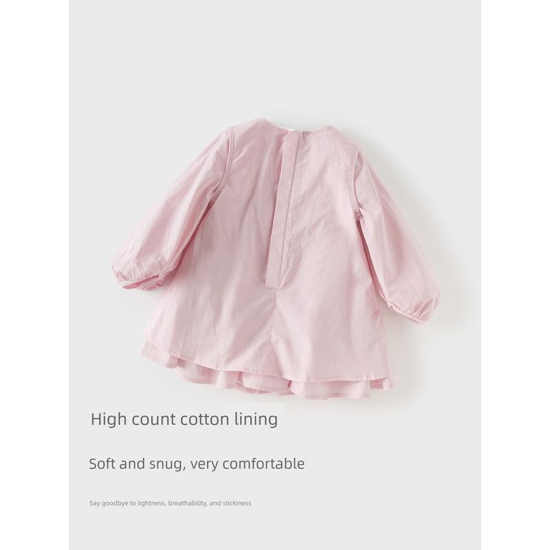 David Bella Spring New Style 2026 Girls' Pure Cotton Dress Baby Doll Collar Ruffled Long-Sleeved Dress