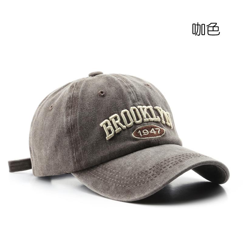 Hat Women's Washed Denim Deep Top Embroidered Cap Outdoor Men's Travel Sunscreen Shade Baseball Cap Tide