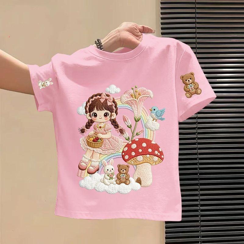 4-11T Summer Child Kids Girls Fashion Cute Cartoon Short Sleeve T Shirt