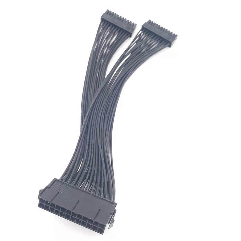 Dual PSU Power Supply 24 Pin ATX Motherboard Splitter Cable Extension Female To Male Y Adapter