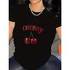 Comfortable Breathable Casual Sports Short-Sleeve T-Shirt Creative Cherry Graphic Printed Women