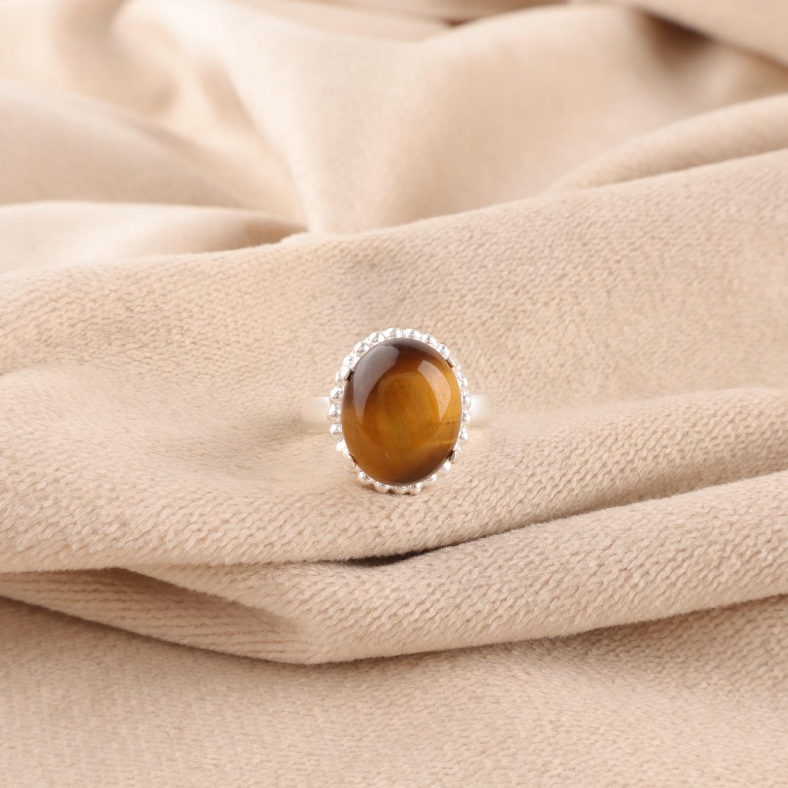

Natural Yellow Tiger s Eye Sterling Silver Cocktail Statement New Ring Jewelry RR-28-49 15