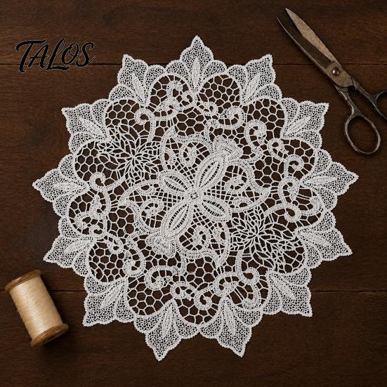 Elegant Lace Placemats Round White Doily, Retro Placemat, Embroidered Table Mat, Coffee Covers Doilies for Wedding Bridal Shower Dining Decor
