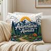 Adventure Awaits Cushion Cover Breathable Organic Short Plush Cushion Covers Machine Washable Wrinkle-Resistant Soft Durable