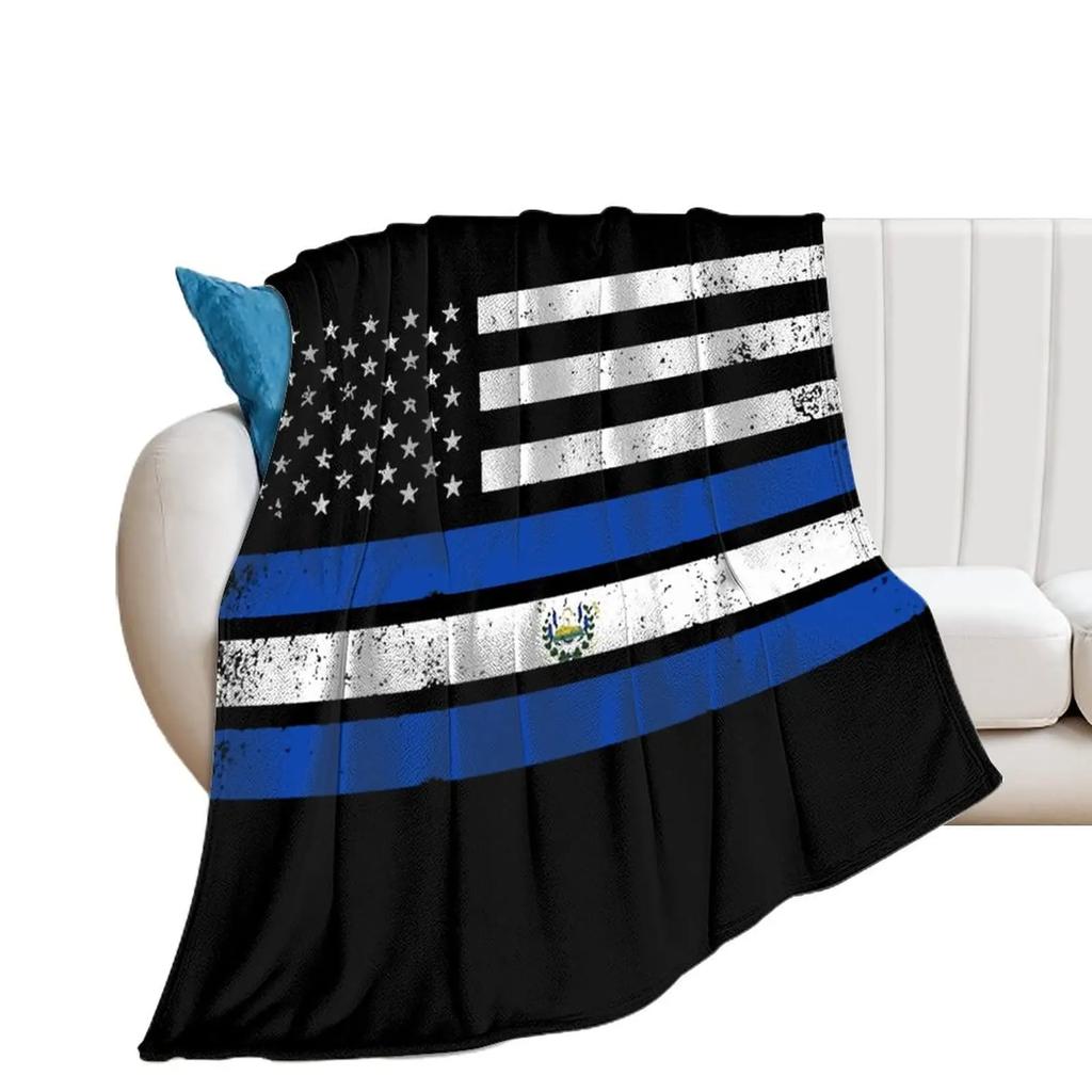El Salvador Flag Blanket,Blue Sherpa Throw Blanket,Premium Office Sofa Flannel Blankets,Noon Break Blankets Durable Lap Blanket