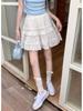 Summer 2025 Women's High-Waist White A-Line Puffy Skirt - Anti-Exposure, Hip-Wrapped Design