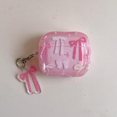 Pink Bow Is Suitable for AirPods Pro3rd Generation Earphone Case Apple Bluetooth AirPods 4th Generation Soft Case 1/2nd Generation Silicone 3rd