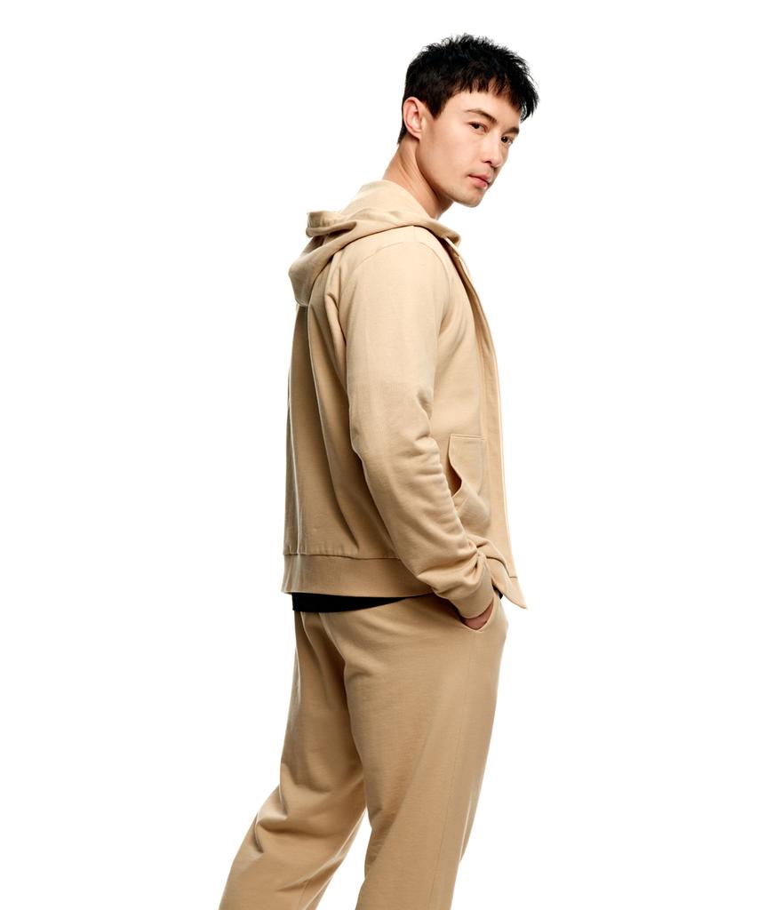 Solew Two-Way Logo Zip-Up Hoodie_Beige