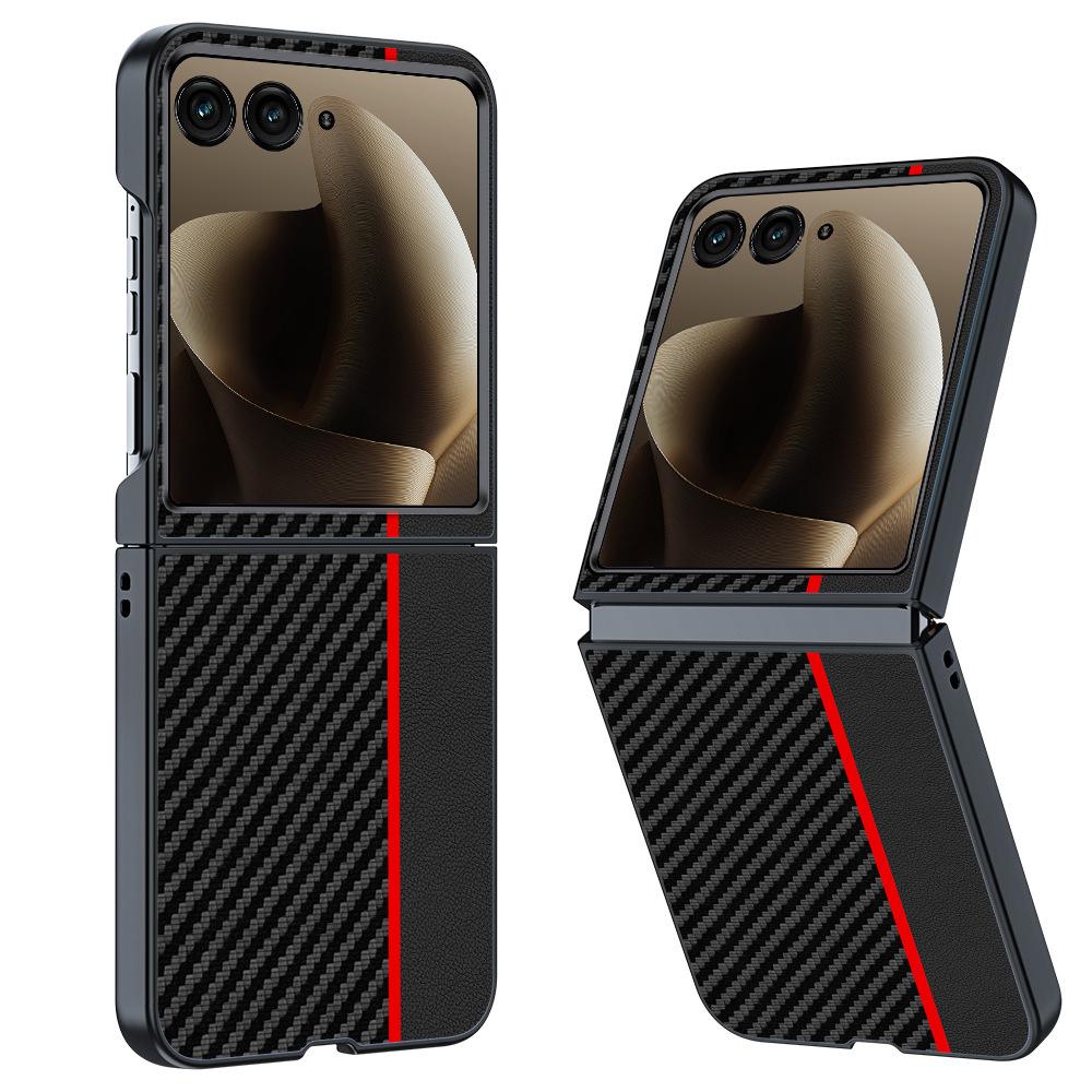 Für Motorola Razr 70 / Razr 70 Ultra Hülle Luxus Fasertextur PU-Leder + Kunststoff Harter Schutz Handyhülle Capa