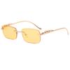 Randlose Leopard Transparente Sonnenbrille Damen Trend Quadratische Sonnenbrille Verziert Street Brille