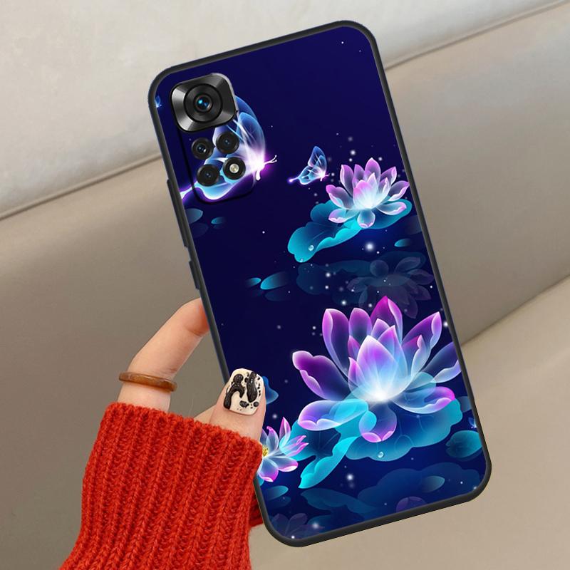 Lotus Blue White Flowers Case For Xiaomi Redmi Note 14 13 12 10 11 15 Pro Plus Cover For Redmi 15 15C 13C 10C 12C 14C