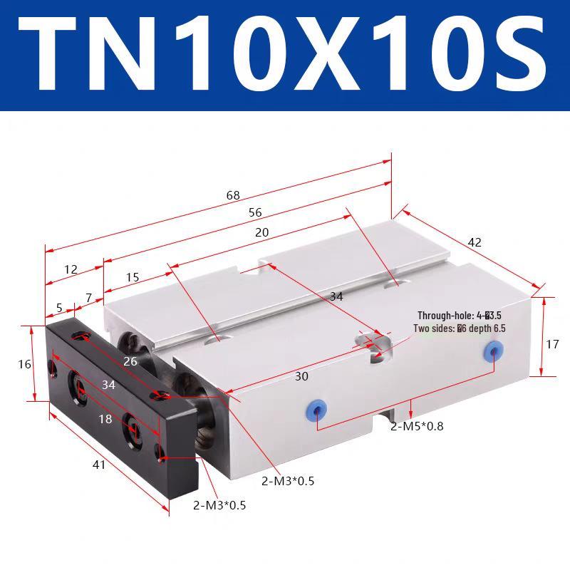 Double Shaft Pneumatic Cylinder with Dual Piston Rods TN10-40