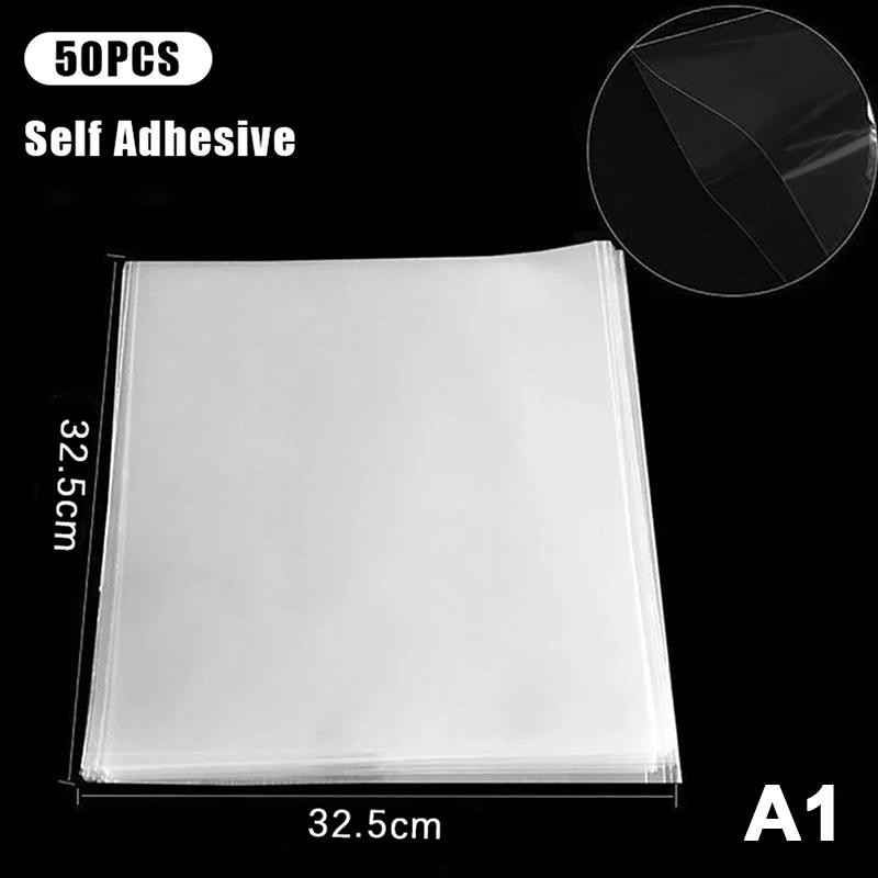 50Pcs 12Inch Clear Vinyl Record Protecter Lp Vinyl Record Self Adhesive Bag Plastic Outer Sleeves For Cd Tape Protect Sleeves
