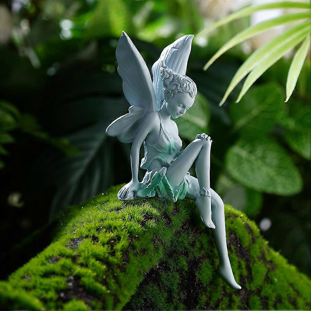 Home Decor Flute Fairy Sitting Garden Statue Outdoor Resin Sculp
