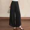 Women's Linen Blend Wide Leg Pants – High Waist Flowy Palazzo Trousers with Overlay (Size 27-33)