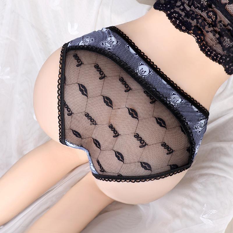 Sexy Spitzen-String Damen Unterwäsche Transparent Schleife Mesh Slips Durchsichtig Weich Einfarbig T-Hose Erotische Dessous