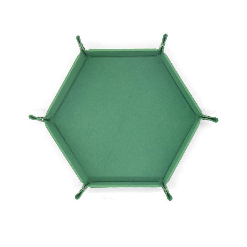 Hexagonal Velvet Dice Tray: Portable, Foldable PU Storage for Tabletop Games