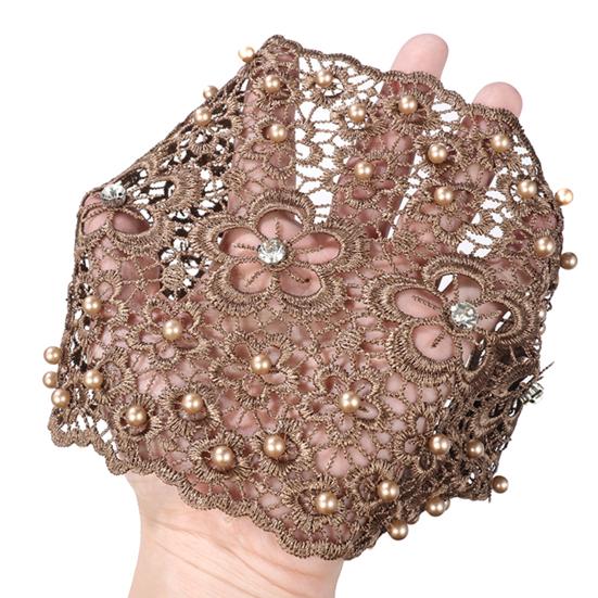 4Pcs Women Headband Floral Lace Hollow Design Faux Pearls Hair Hoop Boho Style Wide Elastic Hair Accessories
