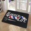 Vintage Barber Life Rectangular Area Rug, Classic Barber Pole Floor Mat, Non-Slip Washable Carpet for Barber Shop & Home