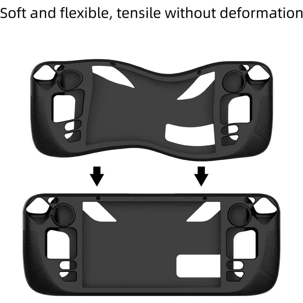 Protective Case for Steam Deck, Silicone Cover Skin Shell with Kickstand for Game Console Accessories, Shock Absorption and Scratch Resistant Design