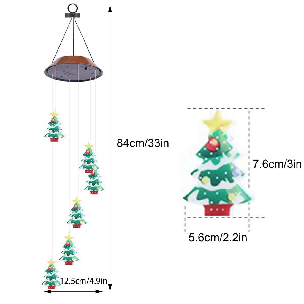 Yard Solar Wind Chime Light LED Solar Powered Wind Chimes Hanging Lamp for Patio Garden