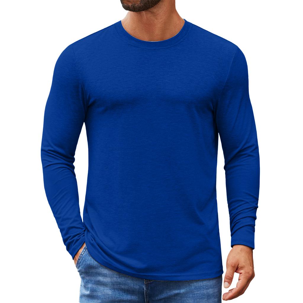 Men's Slim-Fit Casual  Neck Knit Long Sleeve Base Layer Top