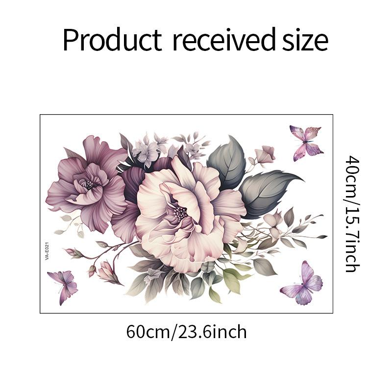 Purple Flowers Butterfly Wall Stickers Living Room Bedroom Background Decor Mural Bathroom Home Decoration Self-adhesive Decals