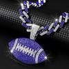TEMU Hot Selling Full Diamond Colored Rugby Alloy Pendant, European and American Hip-hop Colored Cuban Chain Men's Necklace