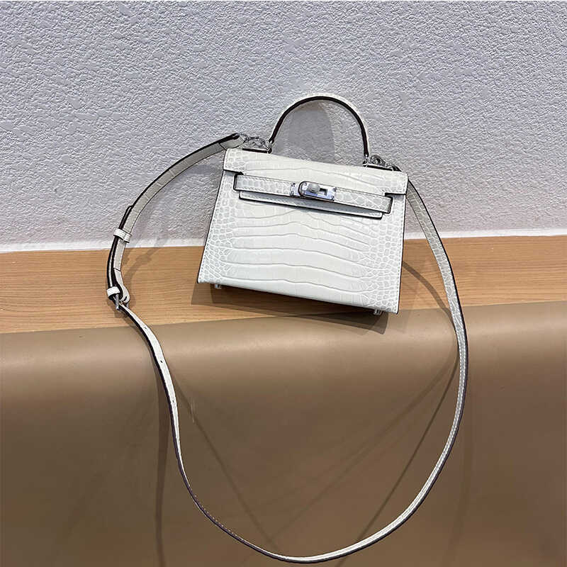 Crocodile Pattern Kelly Bag, Women's New Fashionable and Versatile Second Generation Mini Leather Shoulder Cross Carrying Bag