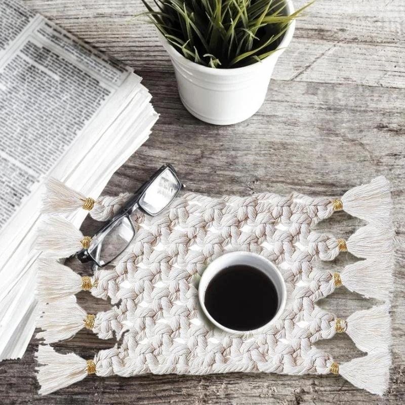 Kreativní tvar Stolní dekorace Čistě ručně vyráběná Bavlněná pletenina Protiskluzové Izolační podložky Evropa Makramé Podložka pod šálek Ubrus Stolní podložka