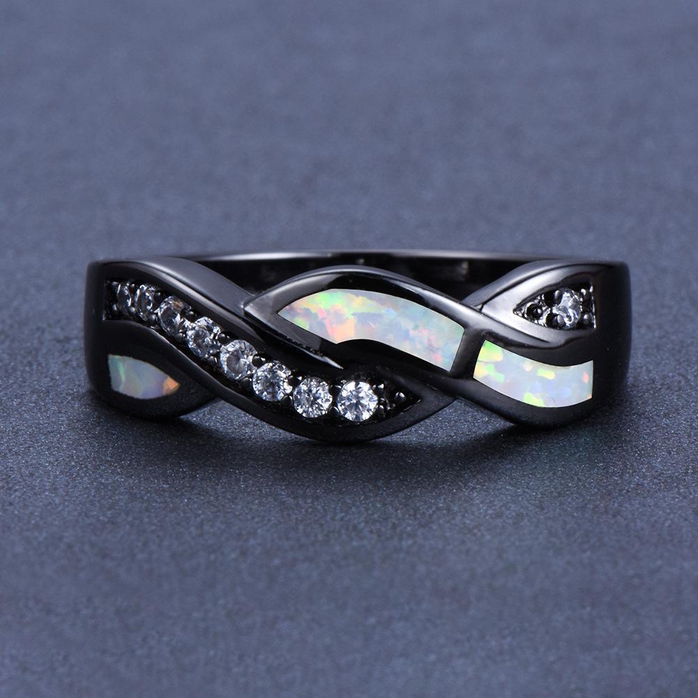 Fashionable European and American Style Black Gold Border with White Diamond Wrapped Ring for Men Simple and Personalized