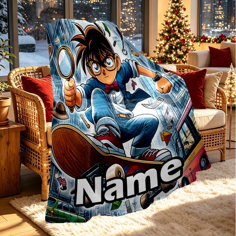 Custom Name Personalized Anime Print Blanket, Home Decor, Bedroom, Sofa, Camping, Couch, Gifts for Birthday Christmas
