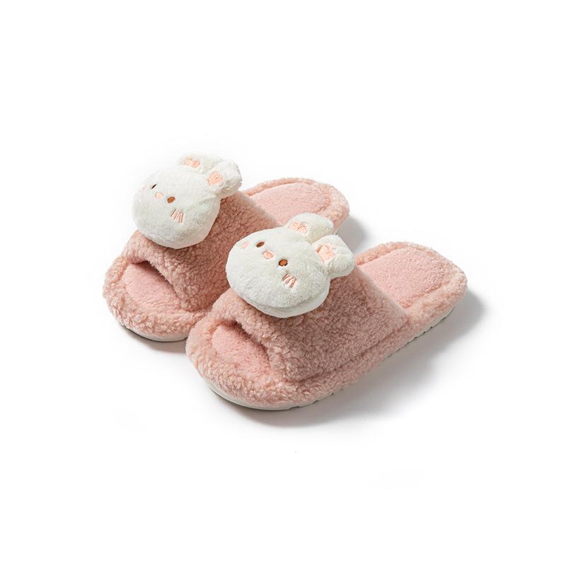 

Мультяшные открытые хлопковые тапочки ins для дома, контрастные цвета, менее милые плюшевые тапочки 40-41