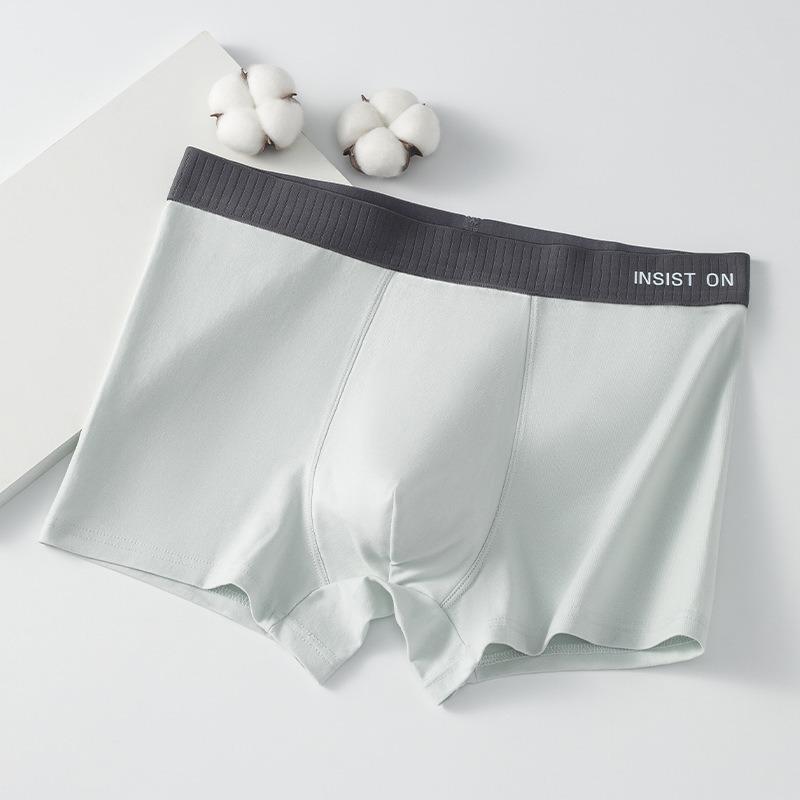 Mens Mid Waist Breathable Cotton Boxer Briefs Antibacterial Underwear