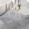 2pcs Fern Leaf Embossed Memory Foam Bath Mat Non-Slip Absorbent Floor Rug for Bathroom Toilet Home Soft Shower Carpet