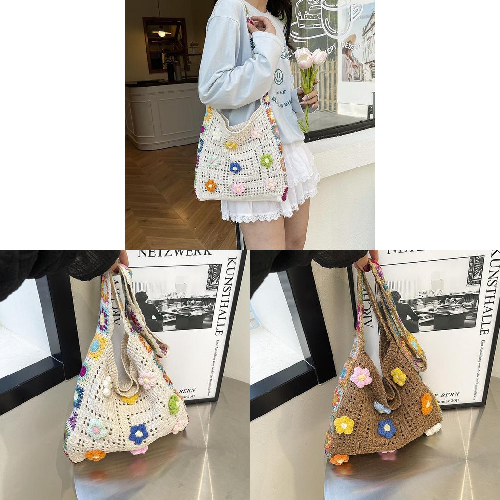 Summer Fashion Woven Bucket Bag With Inner Pouch For Casual Outings