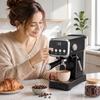 Espresso Machine, 20-Bar Cappuccino Coffee Maker with Frother Wand, 1.2 L Water Tank, Black