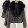 Autumn and winter natural real removable fox fur collar jacket new daily versatile commuter style duck down jacket women